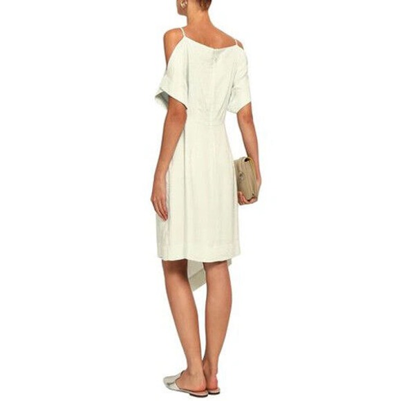 GREY JASON WU Short Dress In Light Green Size 4 $490 Deep Neckline Twill Draped - Picture 2 of 11